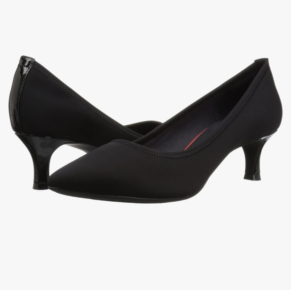 NWT Rockport Women's Total Motion Kaiya Pump 8W 8 W wide width Black elastic